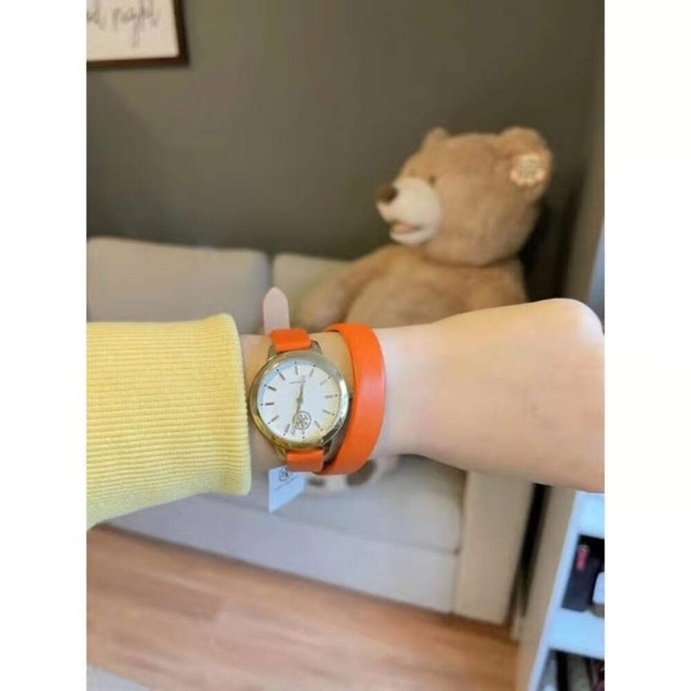Tory Burch TBW1302 Collins Orange Double Wrap Gold Case Women's Watch